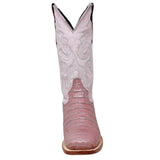 Tanner Mark Women's Print Caiman Belly Square Toe Boots Light Pink - Tanner Mark Boots