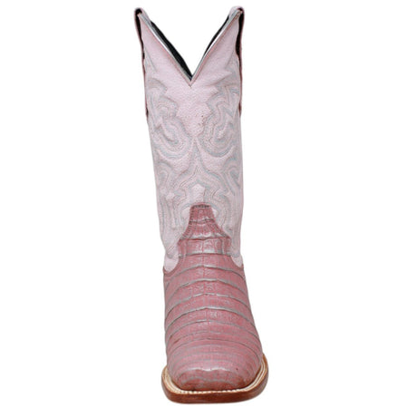 Tanner Mark Women's Print Caiman Belly Square Toe Boots Light Pink - Tanner Mark Boots
