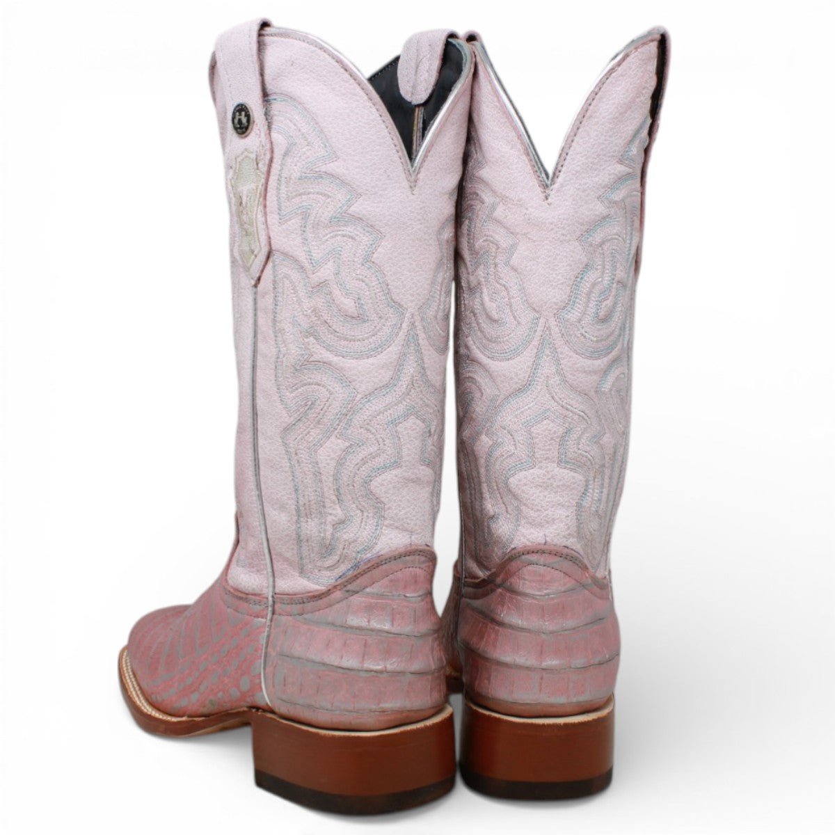Tanner Mark Women's Print Caiman Belly Square Toe Boots Light Pink - Tanner Mark Boots