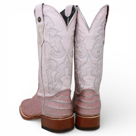Tanner Mark Women's Print Caiman Belly Square Toe Boots Light Pink - Tanner Mark Boots