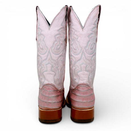 Tanner Mark Women's Print Caiman Belly Square Toe Boots Light Pink - Tanner Mark Boots