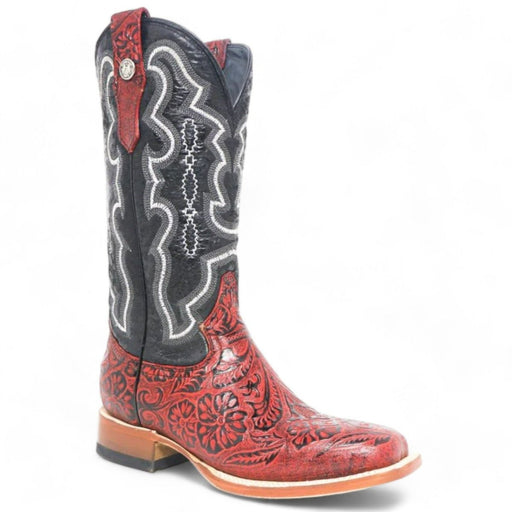 Tanner Mark Women's 'Rebecca" Hand Tooled Square Toe Leather Boots Red - Tanner Mark Boots
