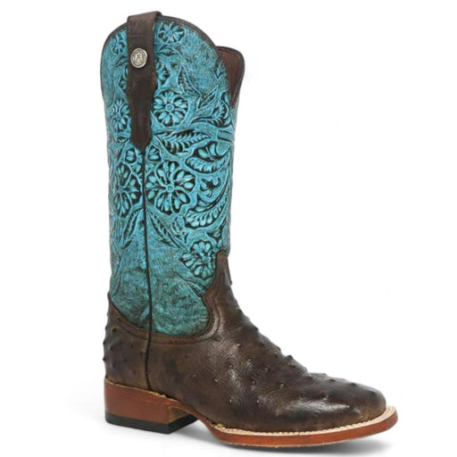Tanner Mark Women's 'Shiloh' Ostrich Print Square Toe Boots Brown - Tanner Mark Boots
