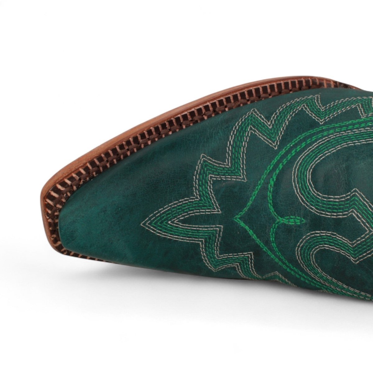 Tanner Mark Women's Snip Toe Fashion Heel Knee High Leather Boots - Green - Tanner Mark Boots