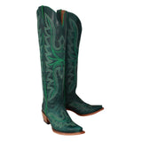 Tanner Mark Women's Snip Toe Fashion Heel Knee High Leather Boots - Green - Tanner Mark Boots