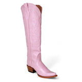 Tanner Mark Women's Snip Toe Fashion Heel Knee High Leather Boots - Pink - Tanner Mark Boots