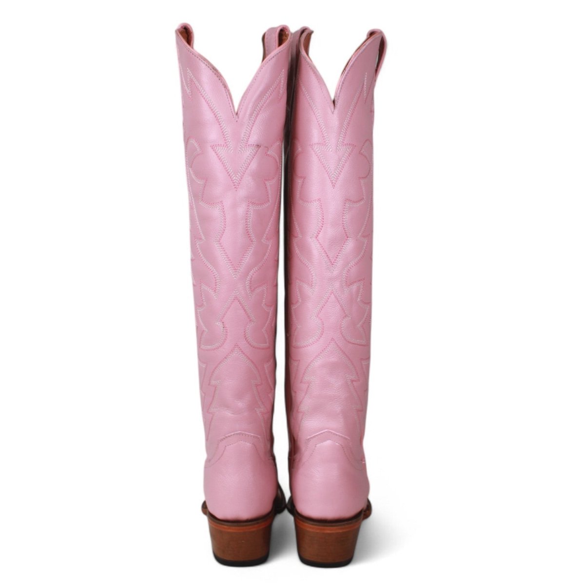 Tanner Mark Women's Snip Toe Fashion Heel Knee High Leather Boots - Pink - Tanner Mark Boots