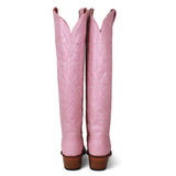 Tanner Mark Women's Snip Toe Fashion Heel Knee High Leather Boots - Pink - Tanner Mark Boots