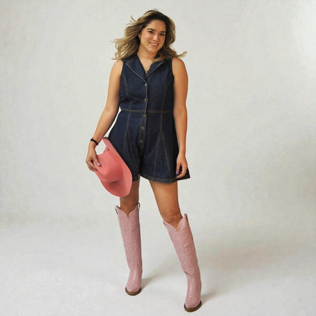 Tanner Mark Women's Snip Toe Fashion Heel Knee High Leather Boots - Pink - Tanner Mark Boots