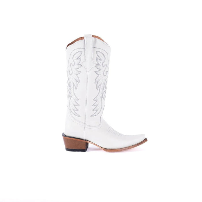 Tanner Mark Women's Snip Toe Leather Boots White Calf - Tanner Mark Boots