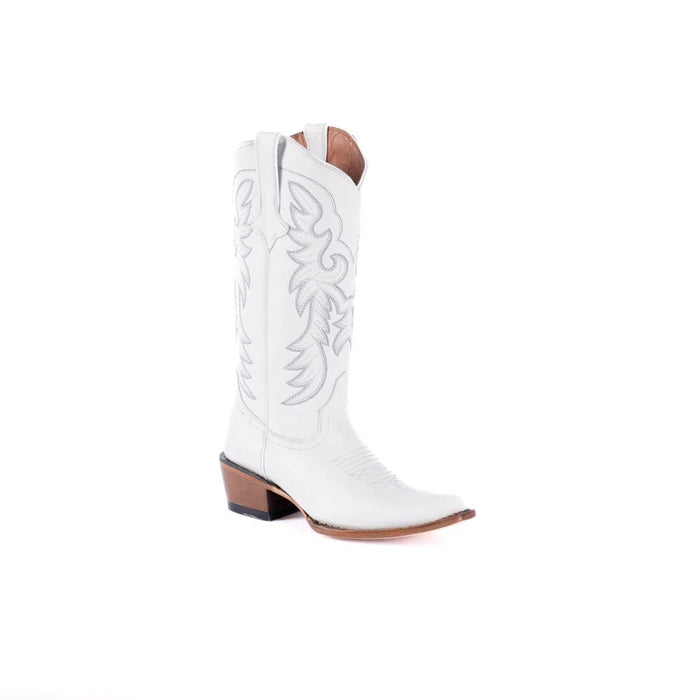 Tanner Mark Women's Snip Toe Leather Boots White Calf - Tanner Mark Boots