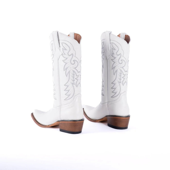 Tanner Mark Women's Snip Toe Leather Boots White Calf - Tanner Mark Boots