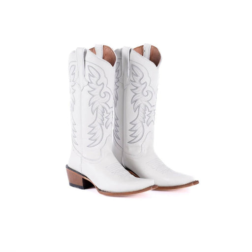 Tanner Mark Women's Snip Toe Leather Boots White Calf - Tanner Mark Boots