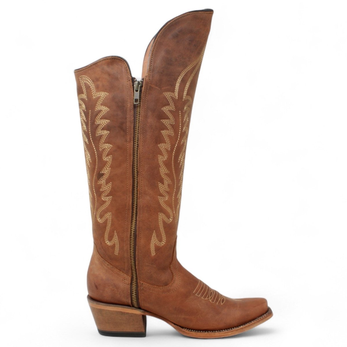 Tanner Mark Women's Square Toe Riding Leather Boots Brown - TML205420 - Tanner Mark Boots