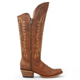 Tanner Mark Women's Square Toe Riding Leather Boots Brown - TML205420 - Tanner Mark Boots