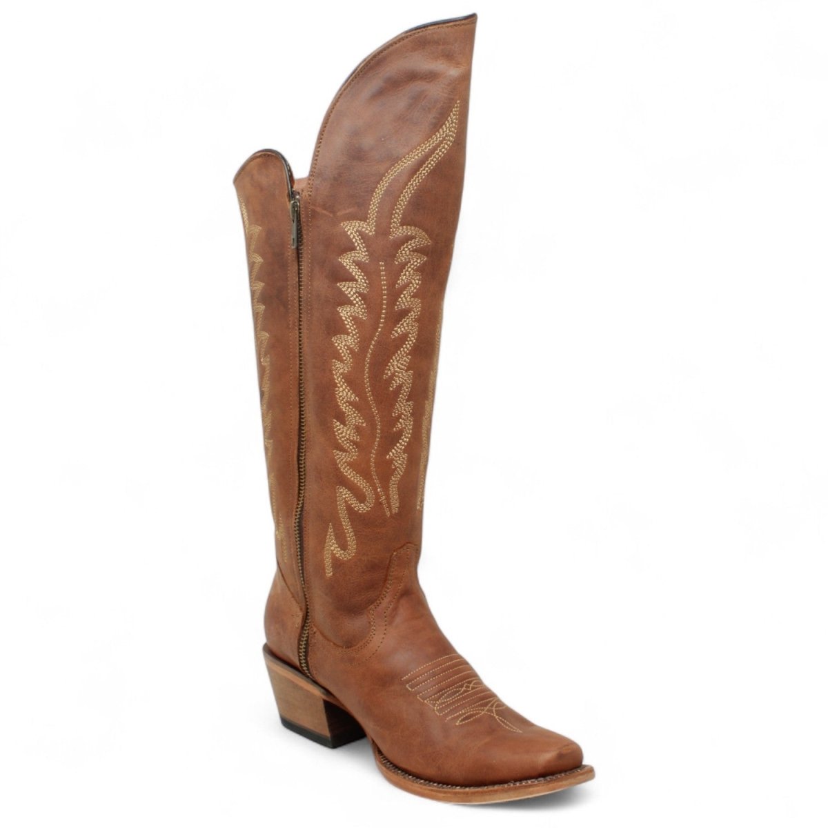 Tanner Mark Women's Square Toe Riding Leather Boots Brown - TML205420 - Tanner Mark Boots