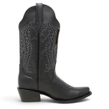 Tanner Mark Women's "Texas Gold" Black Leather Square Toe Boots TML201377AF - Tanner Mark Boots