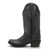 Tanner Mark Women's "Texas Gold" Black Leather Square Toe Boots TML201377AF - Tanner Mark Boots