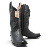 Tanner Mark Women's "Texas Gold" Black Leather Square Toe Boots TML201377AF - Tanner Mark Boots