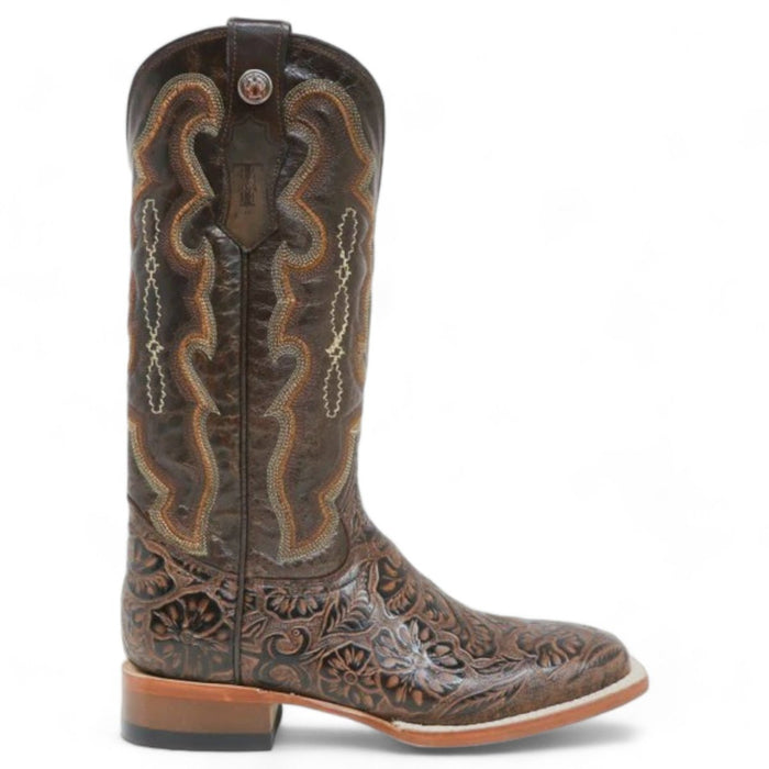Tanner Mark Women's 'Trinity' Hand Tooled Square Toe Leather Boots Brown - Tanner Mark Boots