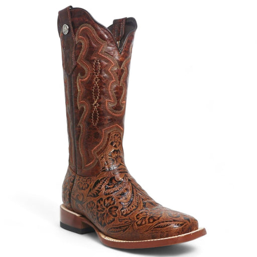 Tanner Mark Women's 'Wildfire' Hand Tooled Square Toe Leather Boots Cognac - Tanner Mark Boots