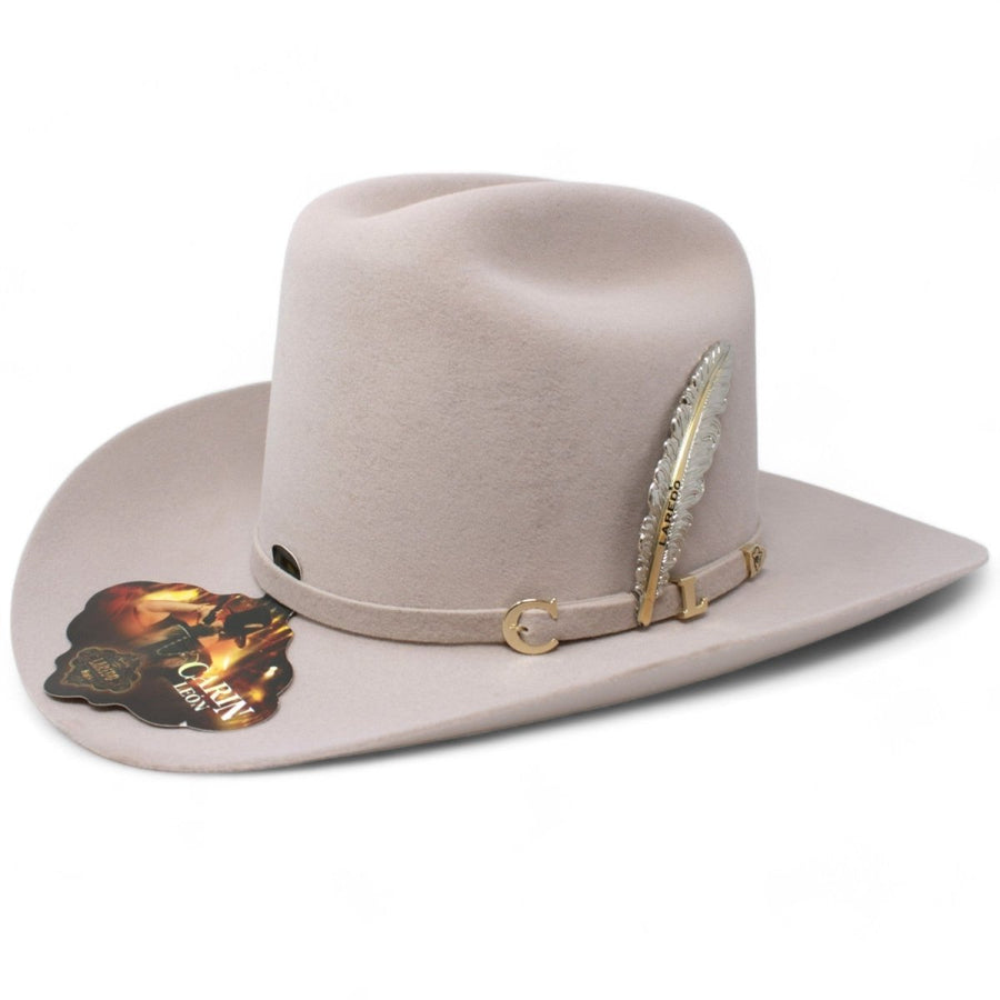 Texana Carin Leon Oficial Gris Oxford con Pluma de Plata