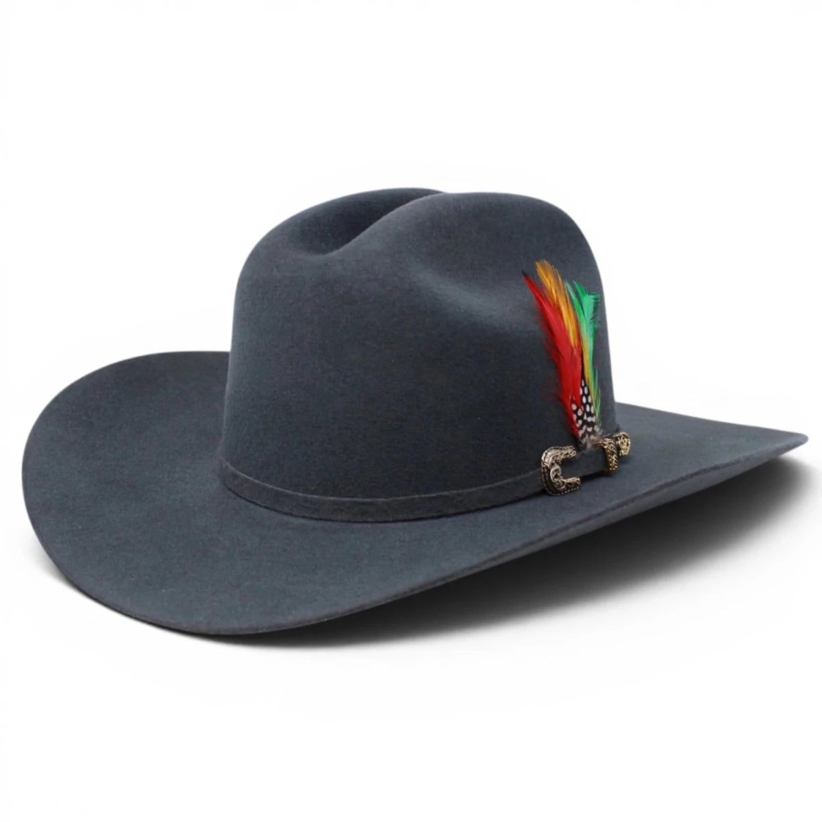 Texana Gris 20X Estilo Sinaloa (Chaparral) con Pluma – Tombstone Hats - Tombstone