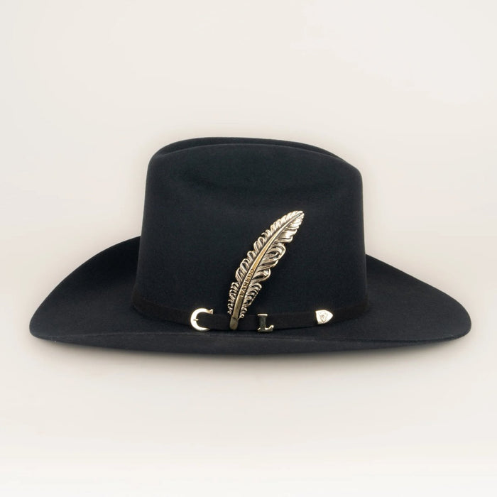 Texana Oficial Carin Leon 4X Color Negro con Pluma de Plata - Laredo Hats