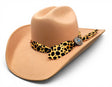Texana para Mujer de Fieltro Sintetico Color Miel con Cinta Charlie Animal Print Falda 4" – Hooch Boots HTD67 - Hooch