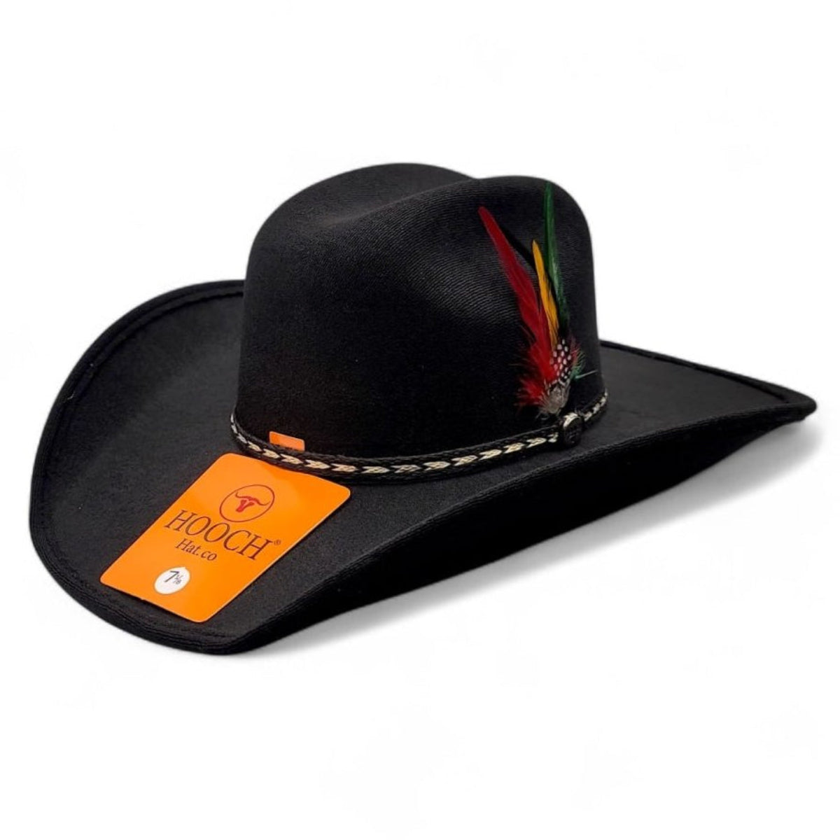 Texana Vaquera para Hombre de Fieltro Sintetico Color Negro con Pluma Incluida – Hooch HTD50 - Hooch