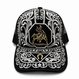 Gorra vaquera bordada negra tipo trucker diseno Toro Bronco Hooch Boots