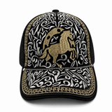 Gorra vaquera bordada negra tipo trucker diseno Dos Caballos Hooch Boots