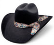 Texana para mujer de fieltro sintetico color negro con cinta Charlie estampada Hooch Boots HTD65 vista tres cuartos