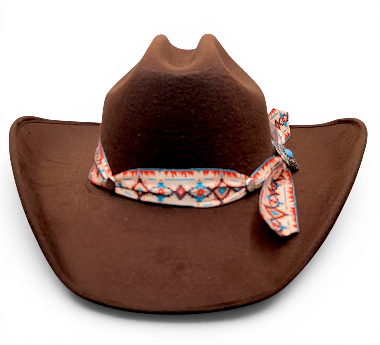 Texana para mujer de fieltro sintetico color chocolate con cinta Charlie southwestern Hooch Boots HTD66 vista frontal