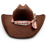 Texana para mujer de fieltro sintetico color chocolate con cinta Charlie southwestern Hooch Boots HTD66 vista frontal