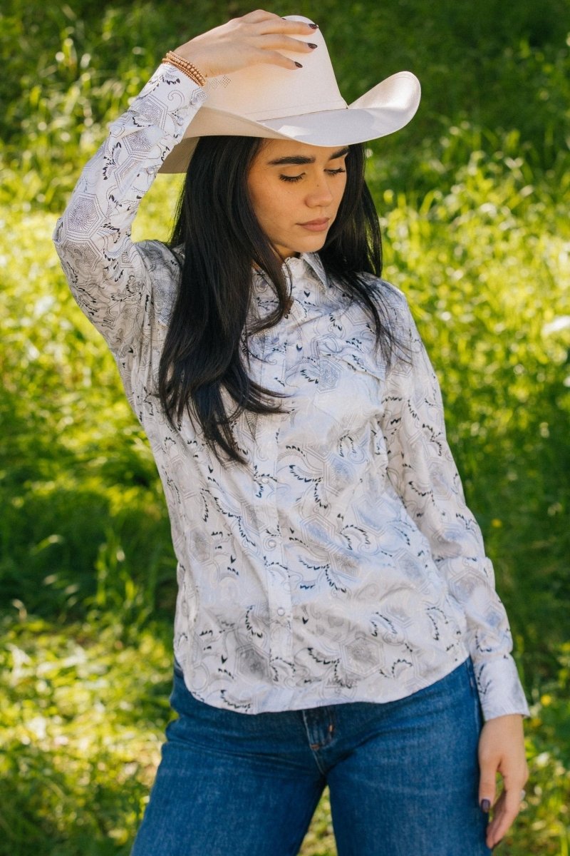 Womens Modern Fit Stretch Foil Fashion Shirt - Platini Fashion