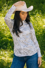 Womens Modern Fit Stretch Foil Fashion Shirt - Platini Fashion