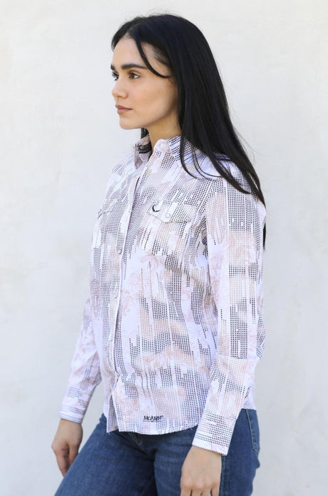 Womens Modern Fit Stretch Foil Fashion Shirt - Platini Fashion