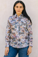 Womens Modern Fit Stretch Foil Fashion Shirt - Platini Fashion