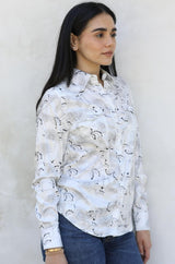 Womens Modern Fit Stretch Foil Fashion Shirt - Platini Fashion