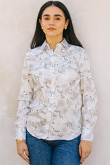 Womens Modern Fit Stretch Foil Fashion Shirt - Platini Fashion