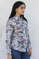 Womens Modern Fit Stretch Foil Fashion Shirt - Platini Fashion