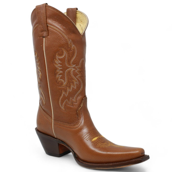 Women's Snip Toe Leather Boots Brown - Rodeo Imports