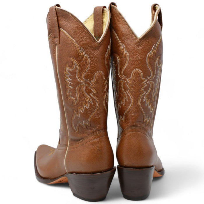 Women's Snip Toe Leather Boots Brown - Rodeo Imports