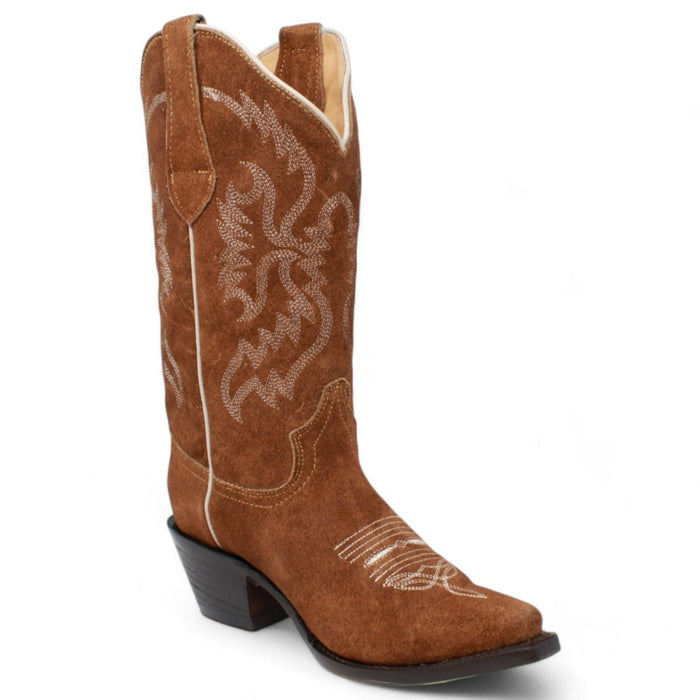 Women's Snip Toe Leather Suede Boots Brown - Rodeo Imports