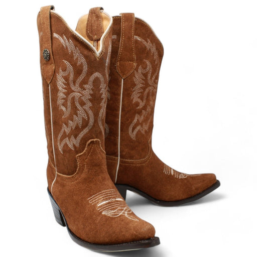 Women's Snip Toe Leather Suede Boots Brown - Rodeo Imports