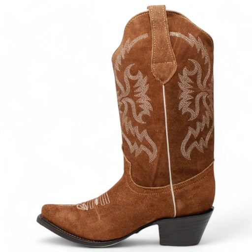 Women's Snip Toe Leather Suede Boots Brown - Rodeo Imports