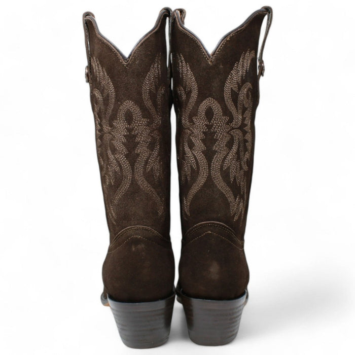 Women's Snip Toe Leather Suede Boots Chocolate - Rodeo Imports