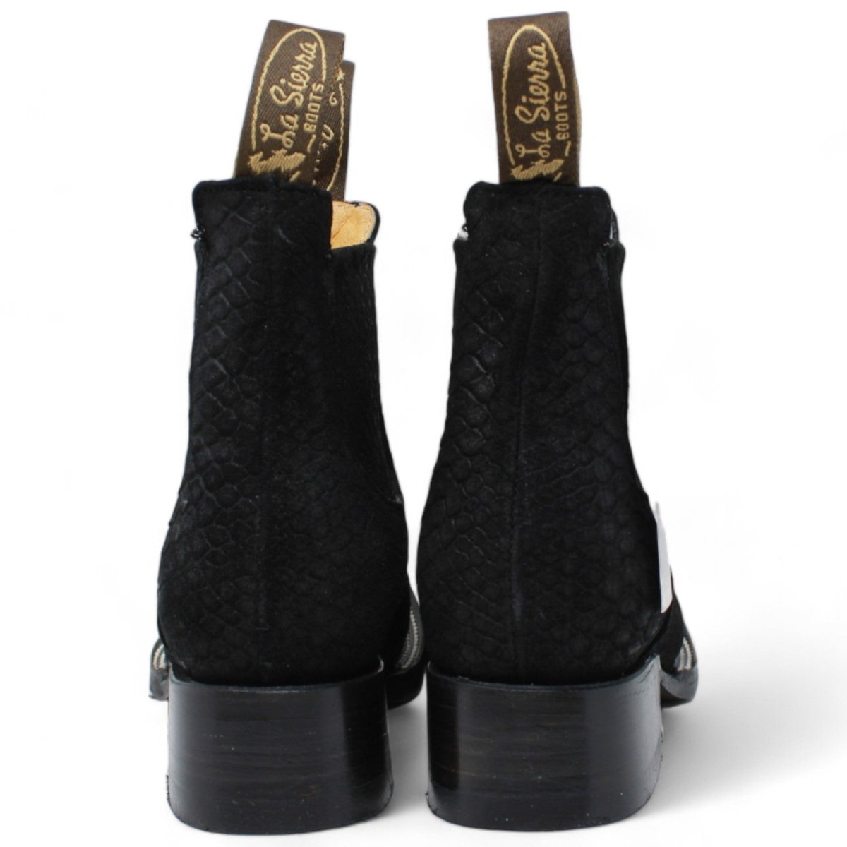 Python Boots Ankle Wide Square Toe Embossed Python Ankle Boots for Women Suede - La Carre