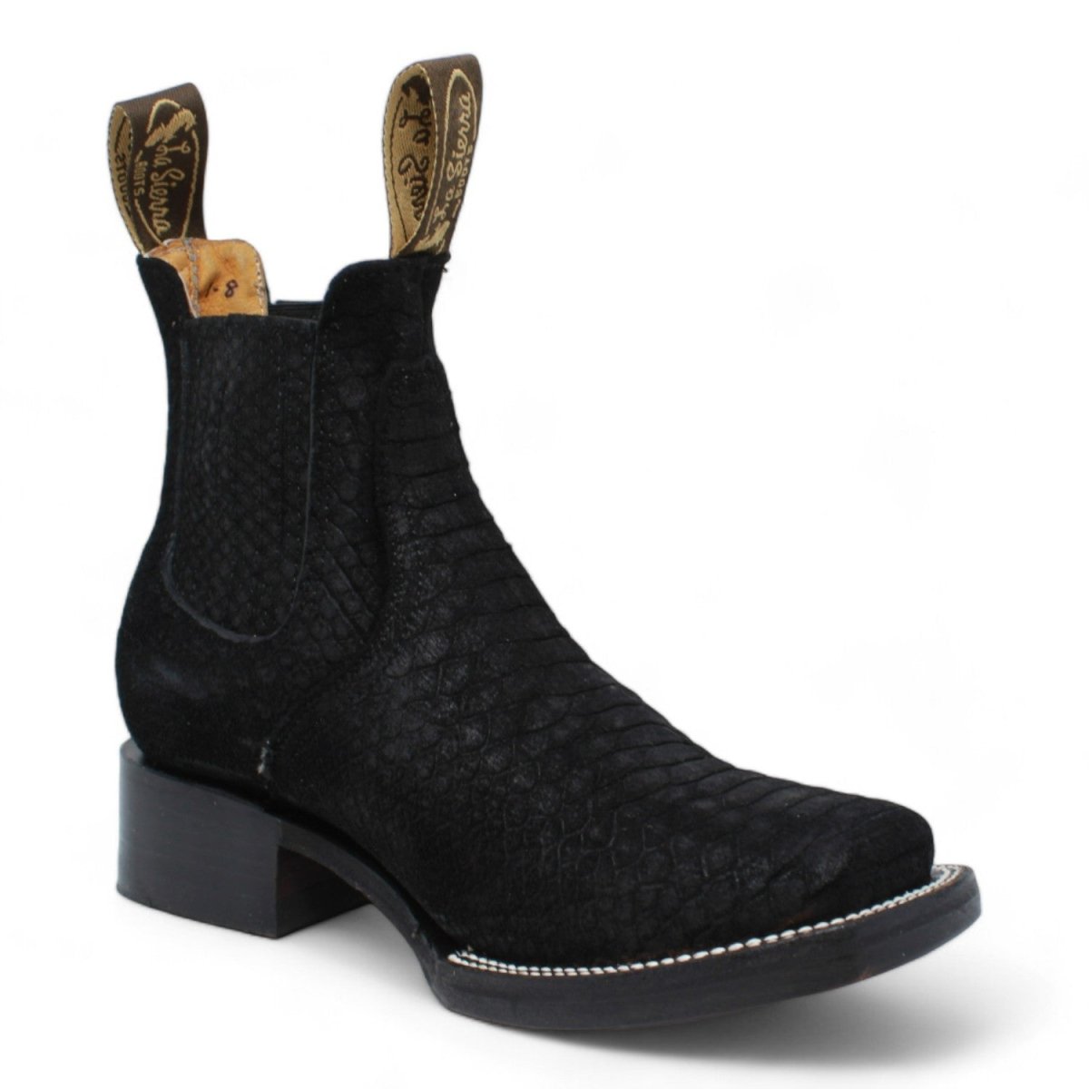 Python Boots Ankle Wide Square Toe Embossed Python Ankle Boots for Women Suede - La Carre